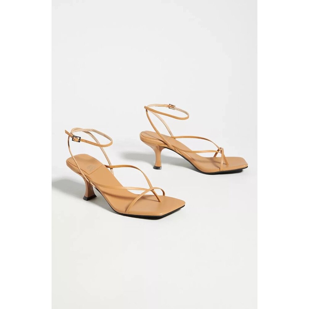 Jeffrey Campbell Tan Strappy Square-Toe Heels